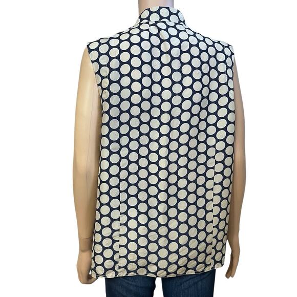 Isabella Sinclair Silk Tank Top Large Polka Dot Button Down Tied Neck Preppy - Picture 4 of 7